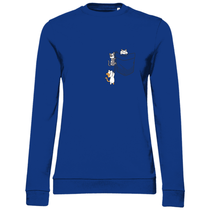Katzen in Brusttasche - Damen Sweatshirt - Textilzauber
