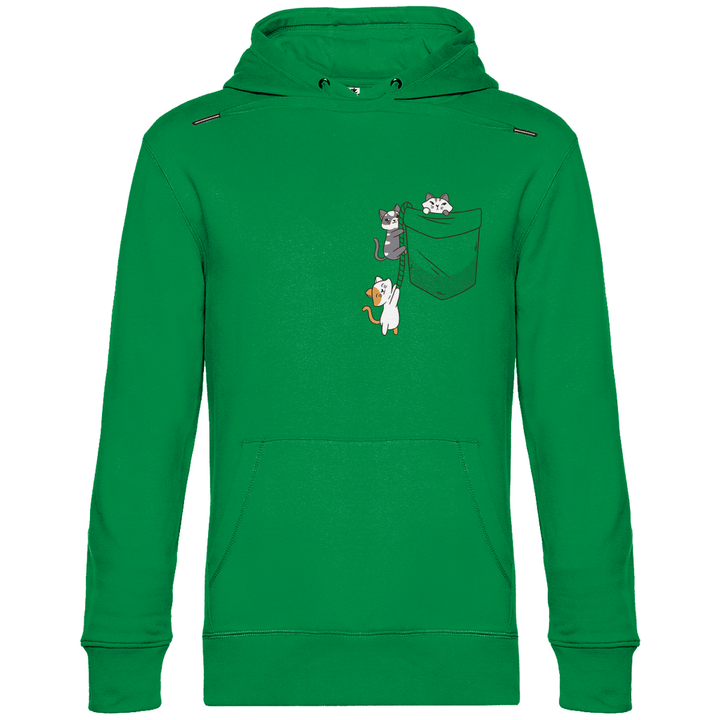 Katzen in Brusttasche - Herren Hoodie - Textilzauber