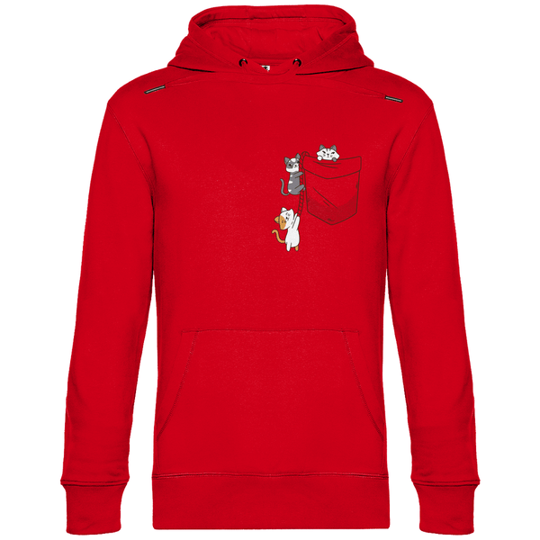 Katzen in Brusttasche - Herren Hoodie - Textilzauber