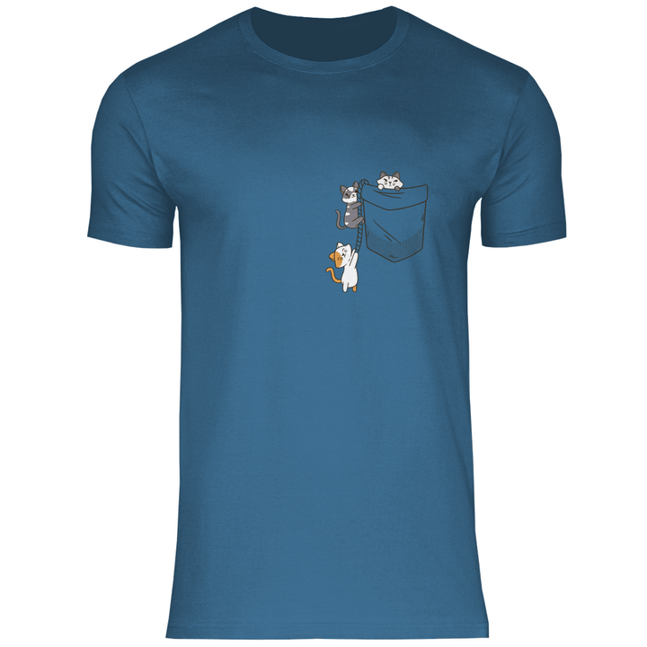 Katzen in Brusttasche - Herren T - Shirt - Textilzauber