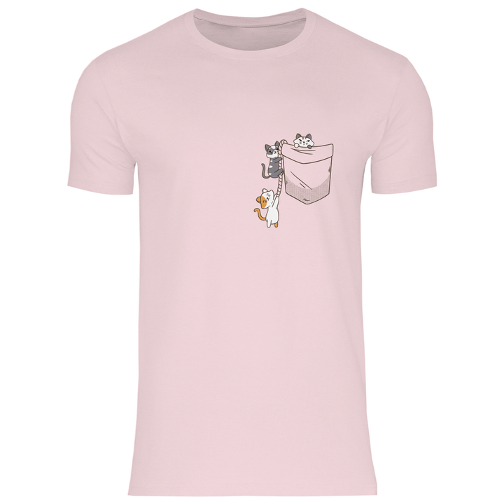 Katzen in Brusttasche - Herren T - Shirt - Textilzauber
