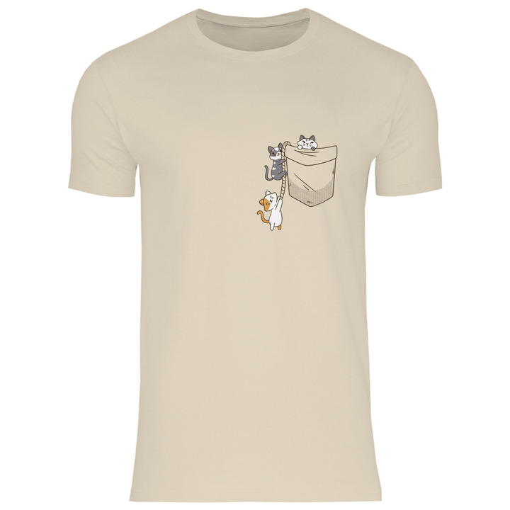 Katzen in Brusttasche - Herren T - Shirt - Textilzauber