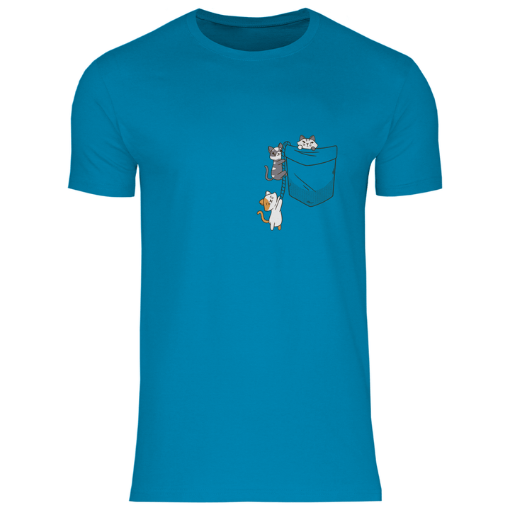 Katzen in Brusttasche - Herren T - Shirt - Textilzauber