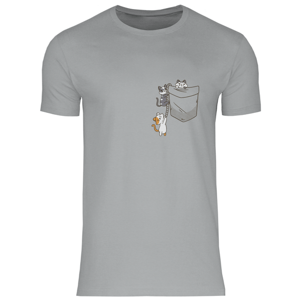 Katzen in Brusttasche - Herren T - Shirt - Textilzauber