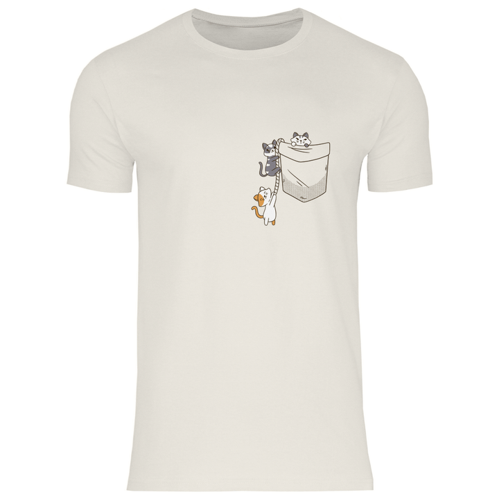Katzen in Brusttasche - Herren T - Shirt - Textilzauber