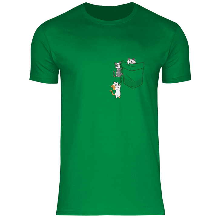 Katzen in Brusttasche - Herren T - Shirt - Textilzauber