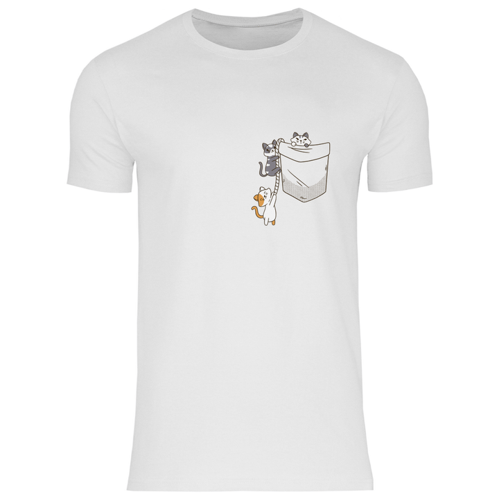 Katzen in Brusttasche - Herren T - Shirt - Textilzauber