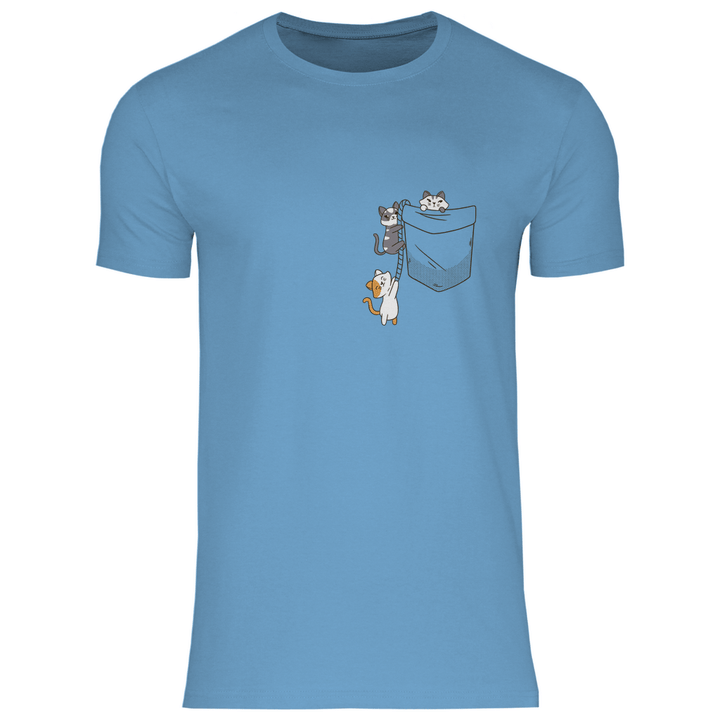 Katzen in Brusttasche - Herren T - Shirt - Textilzauber
