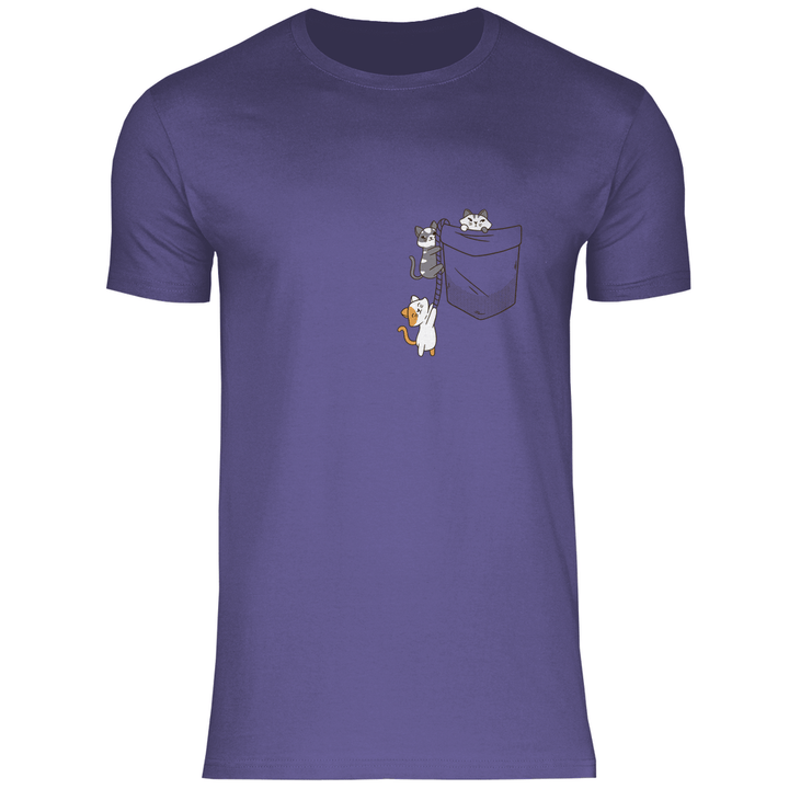 Katzen in Brusttasche - Herren T - Shirt - Textilzauber