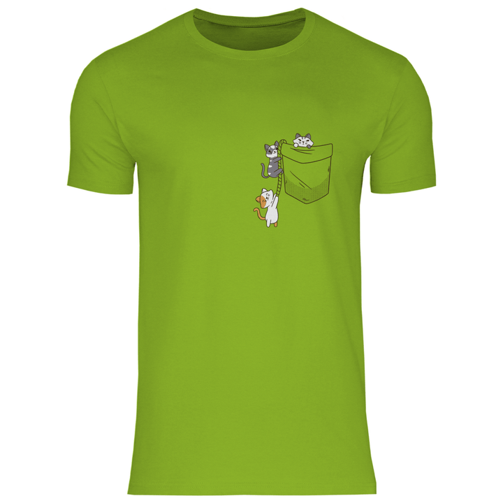 Katzen in Brusttasche - Herren T - Shirt - Textilzauber