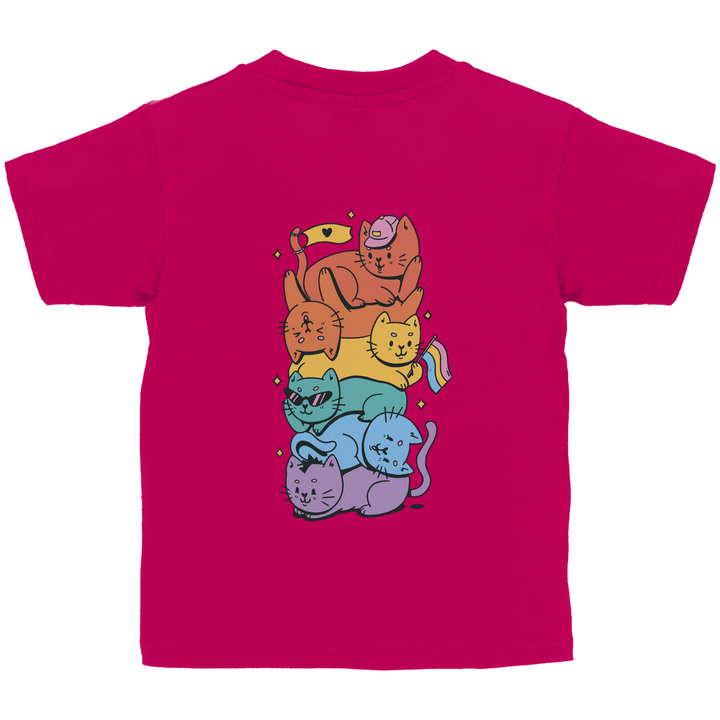 Katzenstapel - Kinder T - Shirt mit Rückendruck - Textilzauber