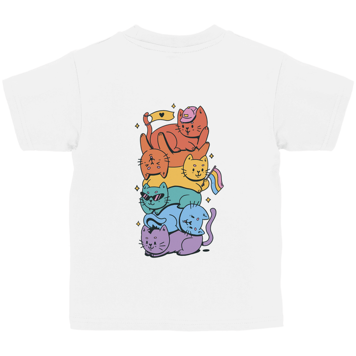 Katzenstapel - Kinder T - Shirt mit Rückendruck - Textilzauber