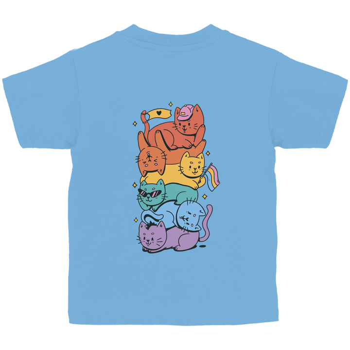 Katzenstapel - Kinder T - Shirt mit Rückendruck - Textilzauber
