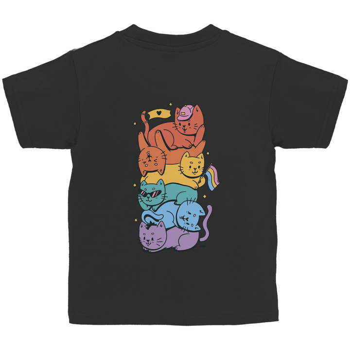Katzenstapel - Kinder T - Shirt mit Rückendruck - Textilzauber