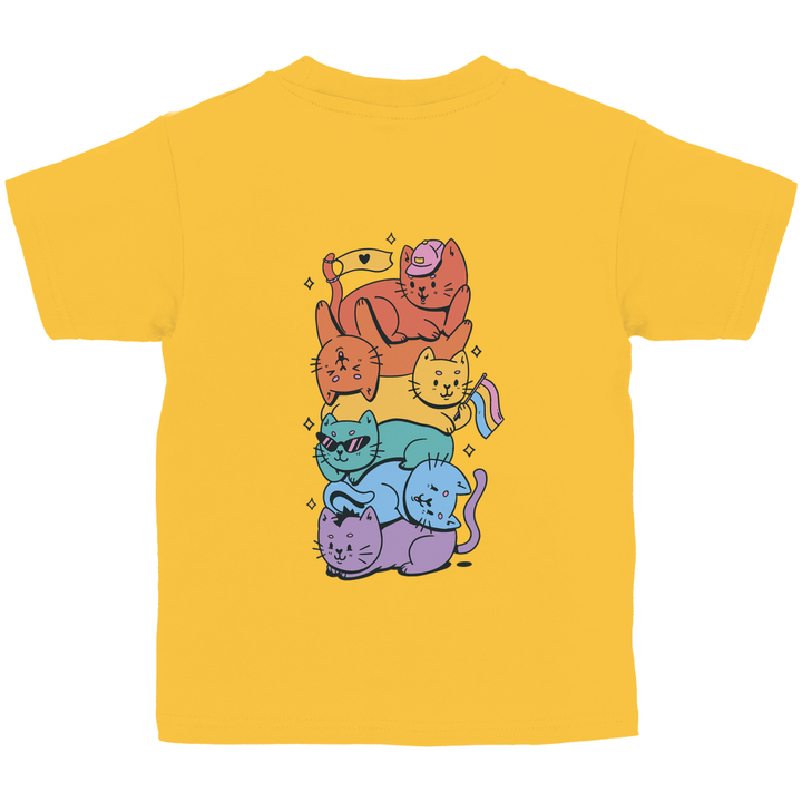 Katzenstapel - Kinder T - Shirt mit Rückendruck - Textilzauber