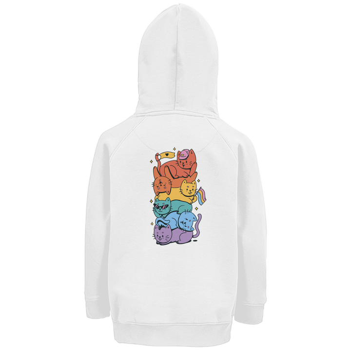 Katzenstapel - Premium Bio Kinderhoodie mit Rückendruck - Textilzauber