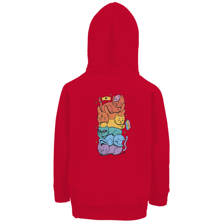 Katzenstapel - Premium Bio Kinderhoodie mit Rückendruck - Textilzauber