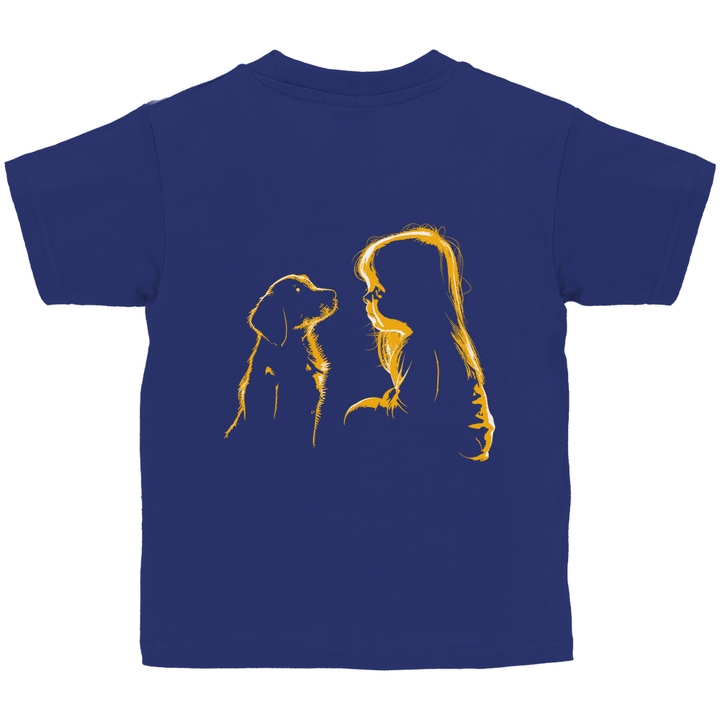 Kind mit Hund - Kinder T - Shirt mit Rückendruck - Textilzauber