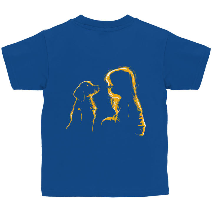 Kind mit Hund - Kinder T - Shirt mit Rückendruck - Textilzauber