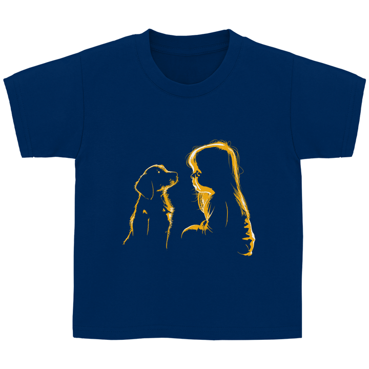 Kind mit Hund - Kinder T - Shirt - Textilzauber