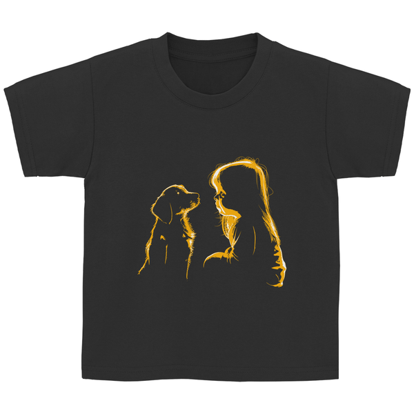 Kind mit Hund - Kinder T - Shirt - Textilzauber