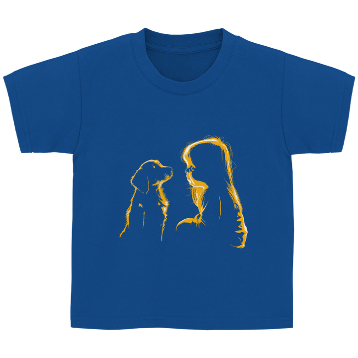 Kind mit Hund - Kinder T - Shirt - Textilzauber