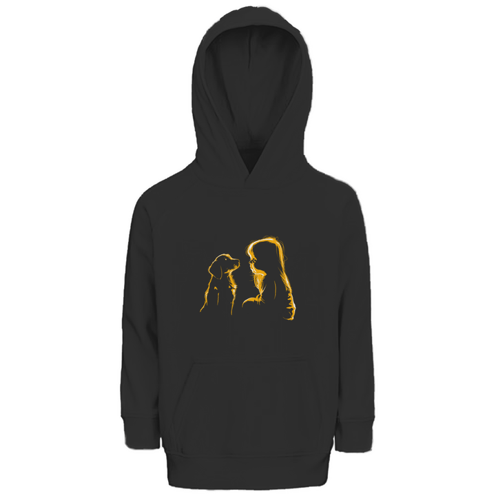 Kind mit Hund - Premium Bio Kinderhoodie - Textilzauber