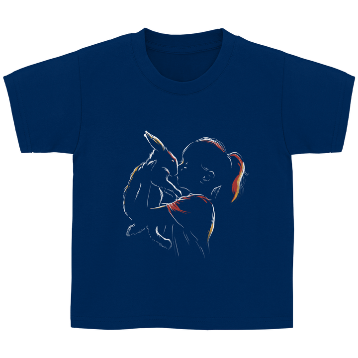 Kind mit Kaninchen - Kinder T - Shirt - Textilzauber