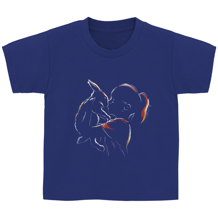 Kind mit Kaninchen - Kinder T - Shirt - Textilzauber