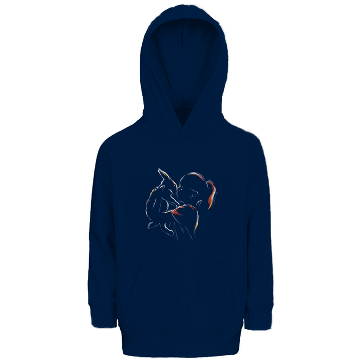 Kind mit Kaninchen - Premium Bio Kinderhoodie - Textilzauber