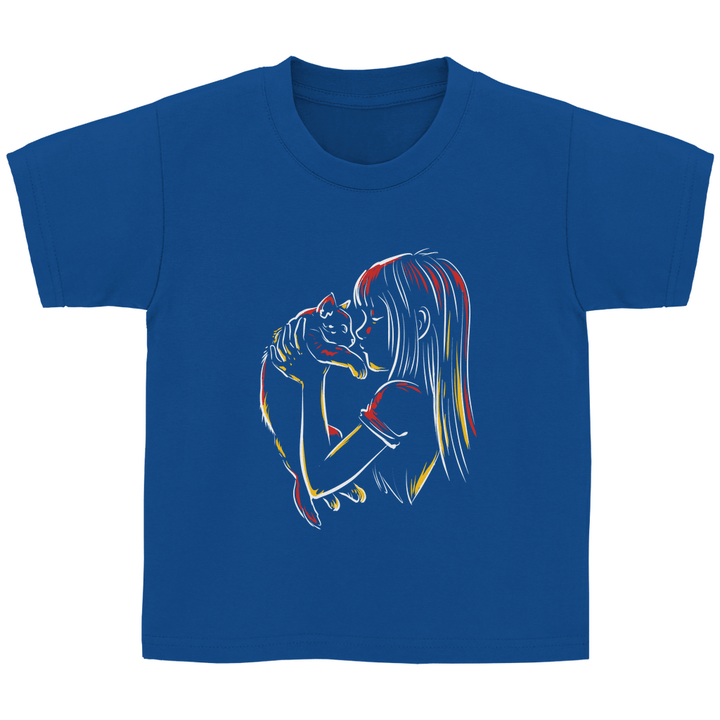 Kind mit Katze - Kinder T - Shirt - Textilzauber
