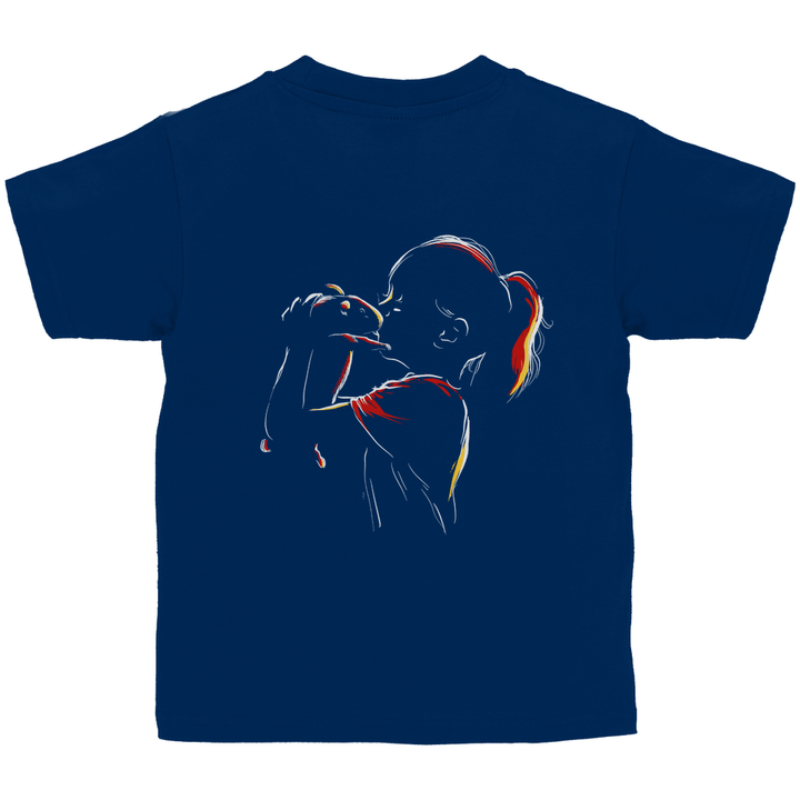 Kind mit Meerschweinchen - Kinder T - Shirt mit Rückendruck - Textilzauber