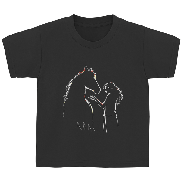 Kind mit Pferd - Kinder T - Shirt - Textilzauber