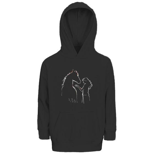 Kind mit Pferd - Premium Bio Kinderhoodie - Textilzauber