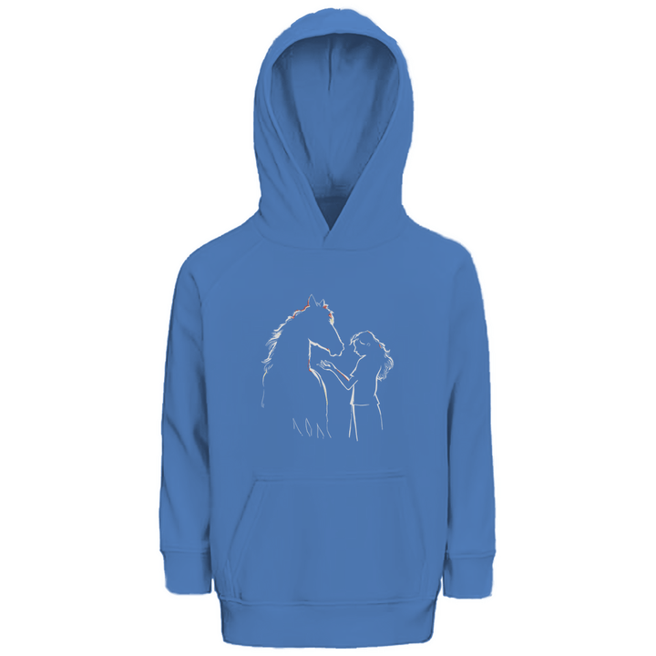 Kind mit Pferd - Premium Bio Kinderhoodie - Textilzauber