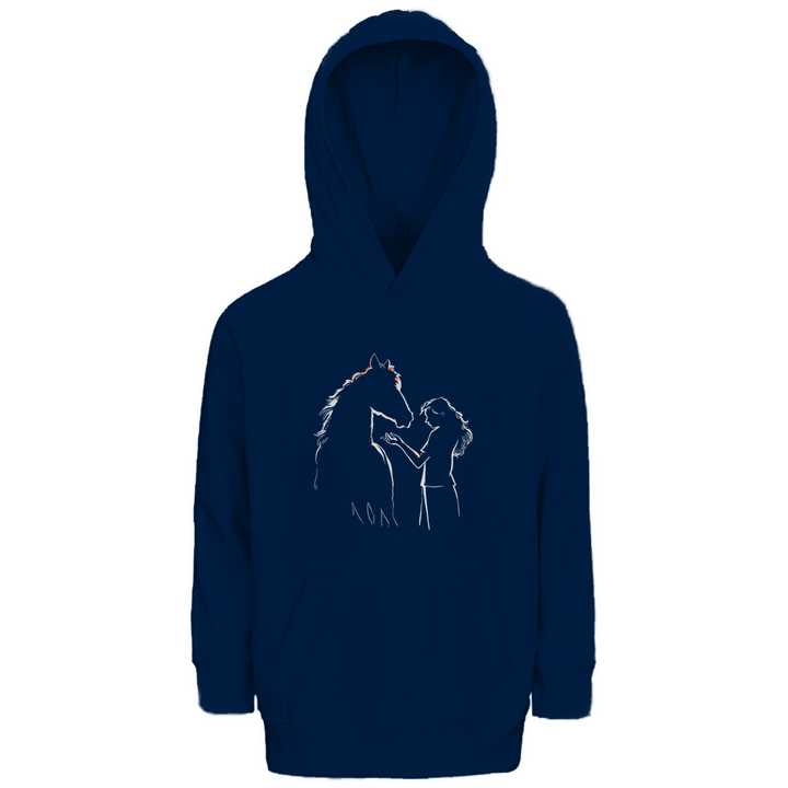 Kind mit Pferd - Premium Bio Kinderhoodie - Textilzauber