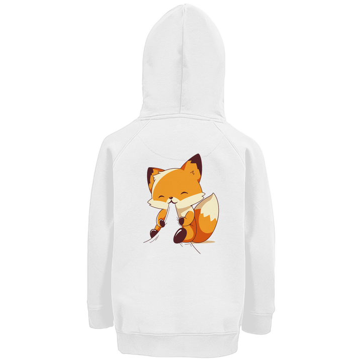 Knabbernder Fuchs - Premium Bio Kinderhoodie mit Rückendruck - Textilzauber