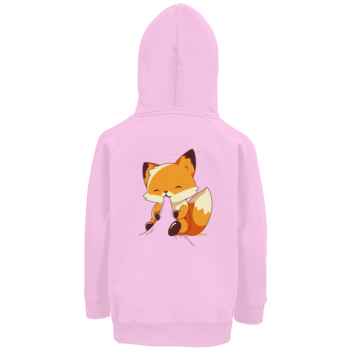 Knabbernder Fuchs - Premium Bio Kinderhoodie mit Rückendruck - Textilzauber