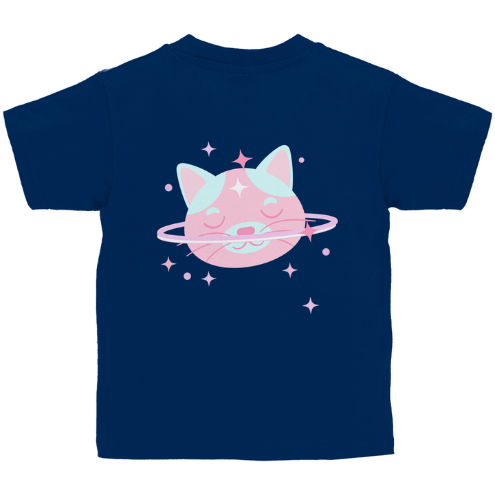 Kosmische Katze - Kinder T - Shirt mit Rückendruck - Textilzauber