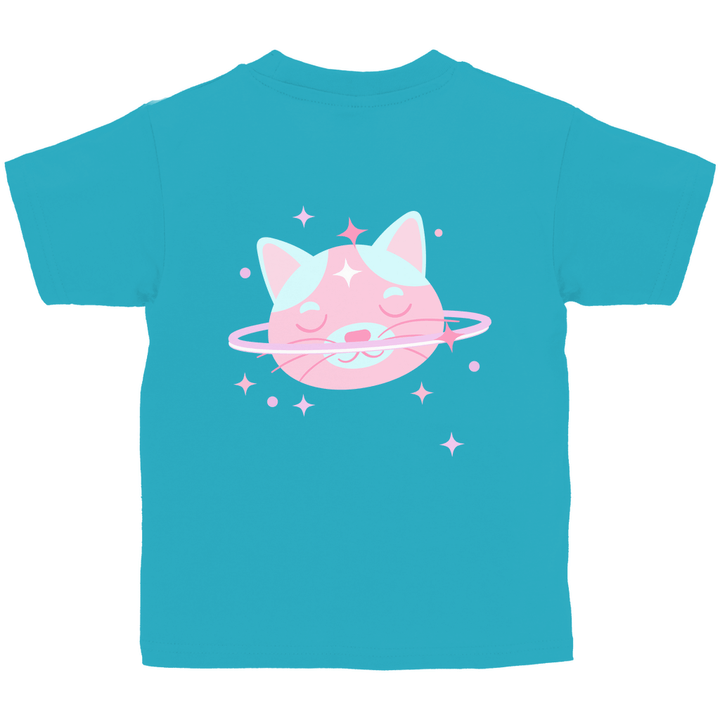 Kosmische Katze - Kinder T - Shirt mit Rückendruck - Textilzauber