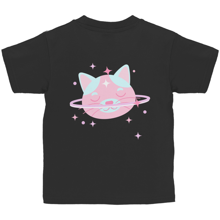 Kosmische Katze - Kinder T - Shirt mit Rückendruck - Textilzauber