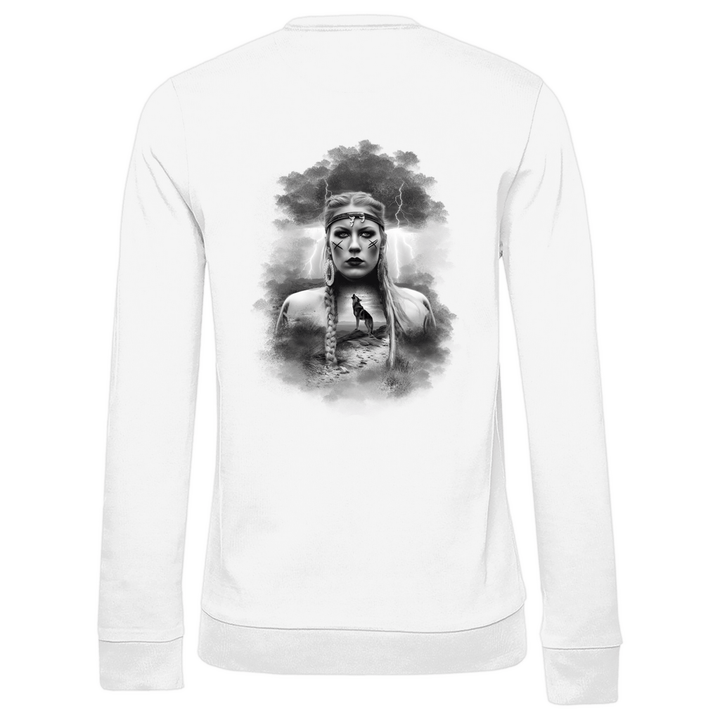 Kriegerin des Nordens - Damen Sweatshirt mit Rückendruck - Textilzauber