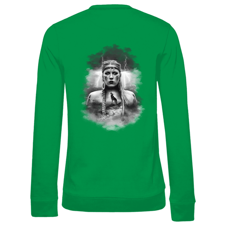 Kriegerin des Nordens - Damen Sweatshirt mit Rückendruck - Textilzauber