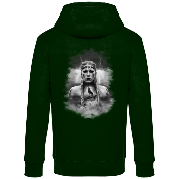 Kriegerin des Nordens - Herren Hoodie mit Rückendruck - Textilzauber