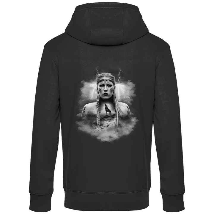 Kriegerin des Nordens - Herren Hoodie mit Rückendruck - Textilzauber