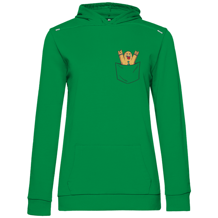 Lebkuchenmann Rockstar in Brusttasche - Damen Hoodie - Textilzauber