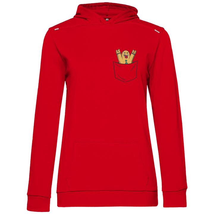 Lebkuchenmann Rockstar in Brusttasche - Damen Hoodie - Textilzauber