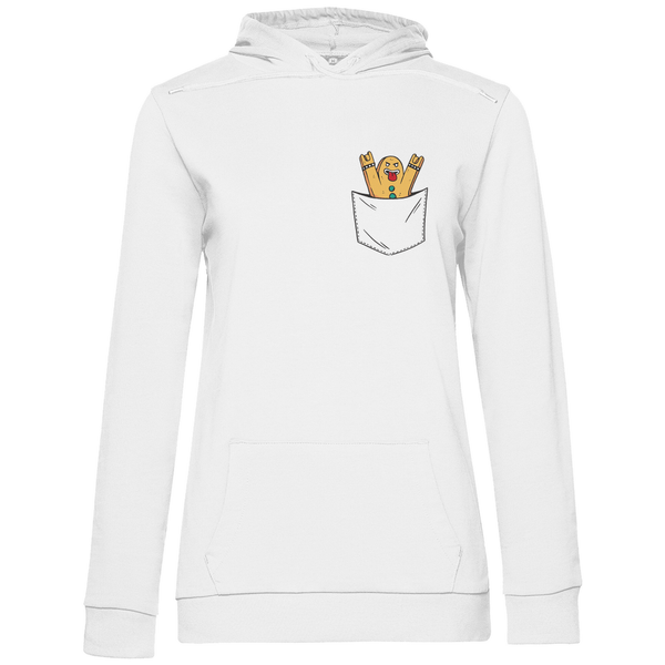 Lebkuchenmann Rockstar in Brusttasche - Damen Hoodie - Textilzauber