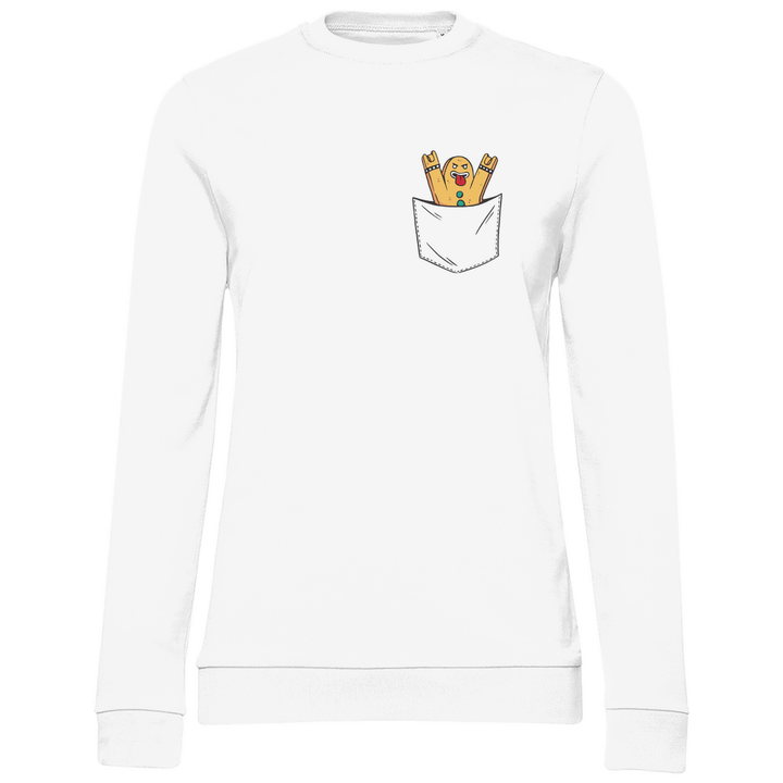 Lebkuchenmann Rockstar in Brusttasche - Damen Sweatshirt - Textilzauber