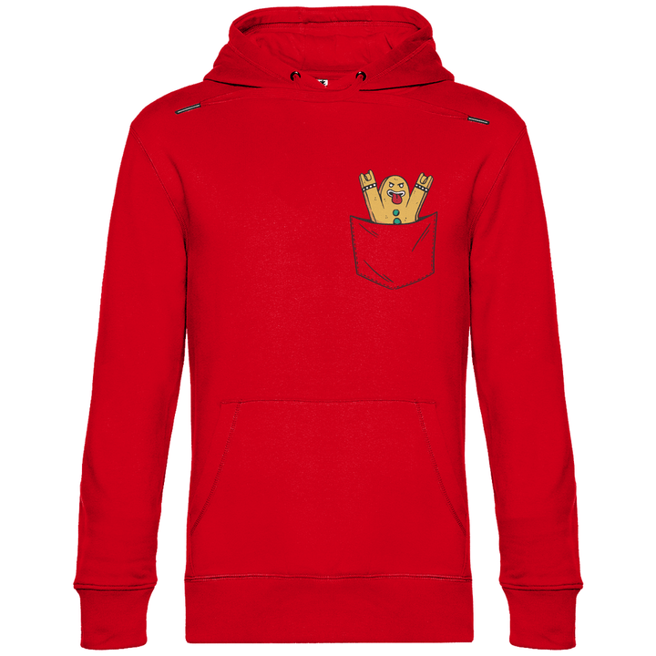 Lebkuchenmann Rockstar in Brusttasche - Herren Hoodie - Textilzauber